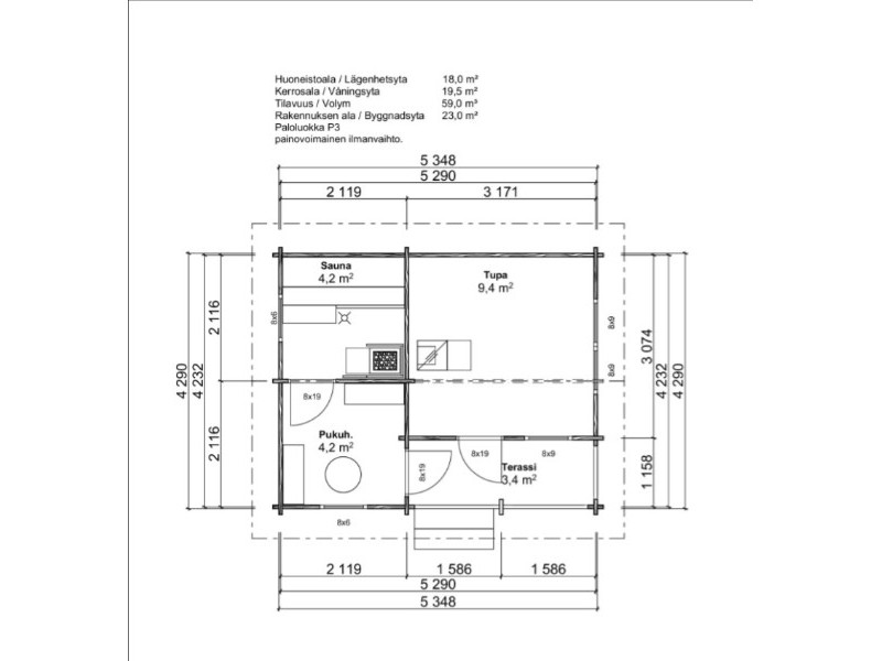 Баня из бруса 5,35×4,3 Баня из бруса 5,35×4,3
